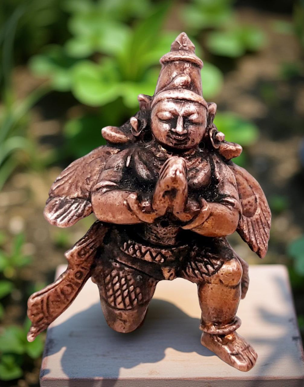 Brownish-Orange Copper Idols India, 1.7 Inches, Handmade Garudar, 55G, Patina Antique Finish, Pack Of 1 Piece