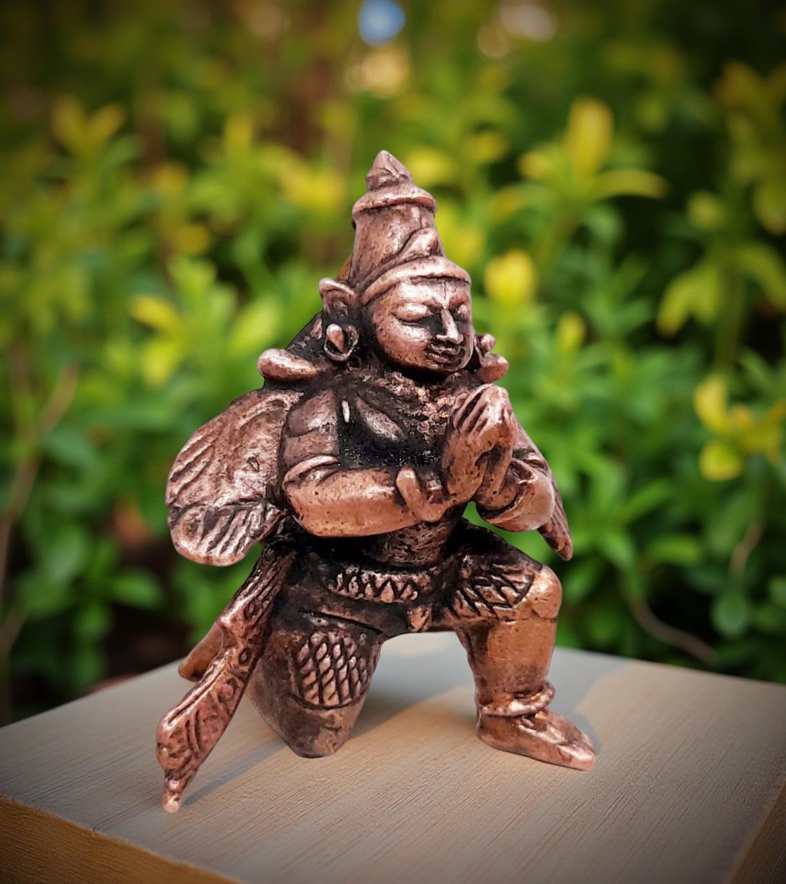 Brownish-Orange Copper Idols India, 1.7 Inches, Handmade Garudar, 55G, Patina Antique Finish, Pack Of 1 Piece