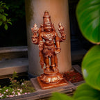 Brownish-Orange Copper Idols India, 4.2 Inches, Handmade Lord Venkateswara, 385G, Patina Antique Finish, Pack Of 1 Piece