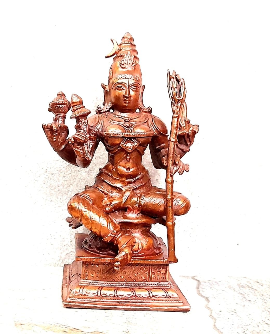 Brown Copper God Idols Raja Rajeshwari I, 4.3 Inches, 480G, Patina Antique Finish, Pack Of 1 Piece