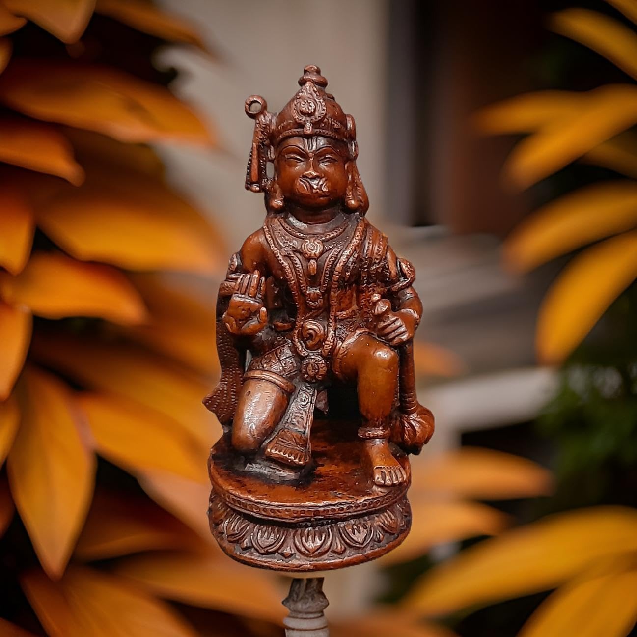 Brown Copper God Idol Hanuman, 4.5 Inches, 650G, Patina Antique Finish, Pack Of 1 Piece