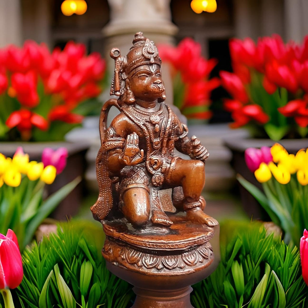 Brown Copper God Idol Hanuman, 4.5 Inches, 650G, Patina Antique Finish, Pack Of 1 Piece