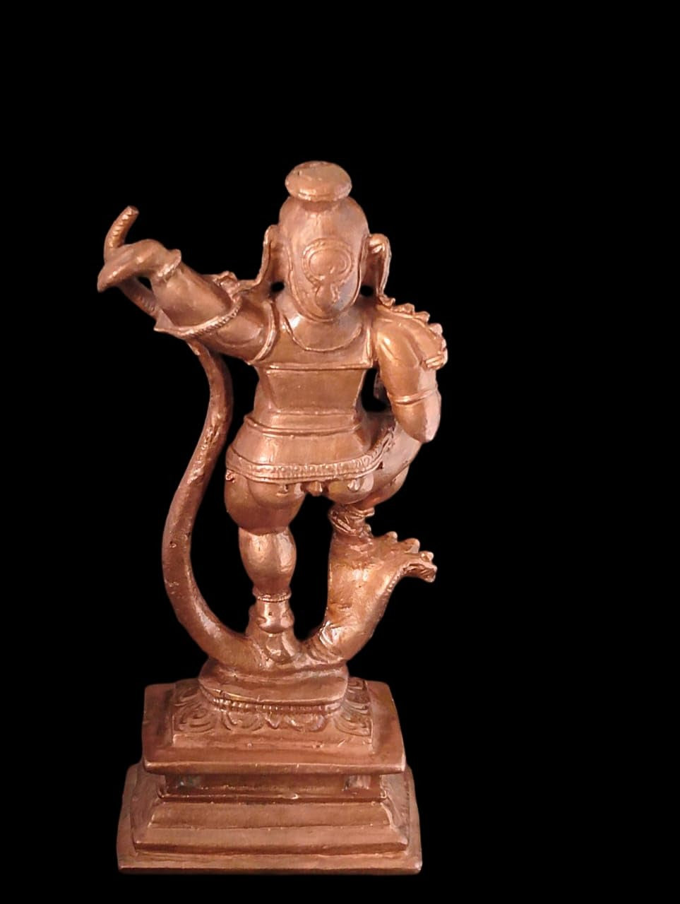 Brown Copper Idols India, Handmade Kalinganarthana Krishna 4.4 Inches, 330 Gram, Pack Of 1 Piece