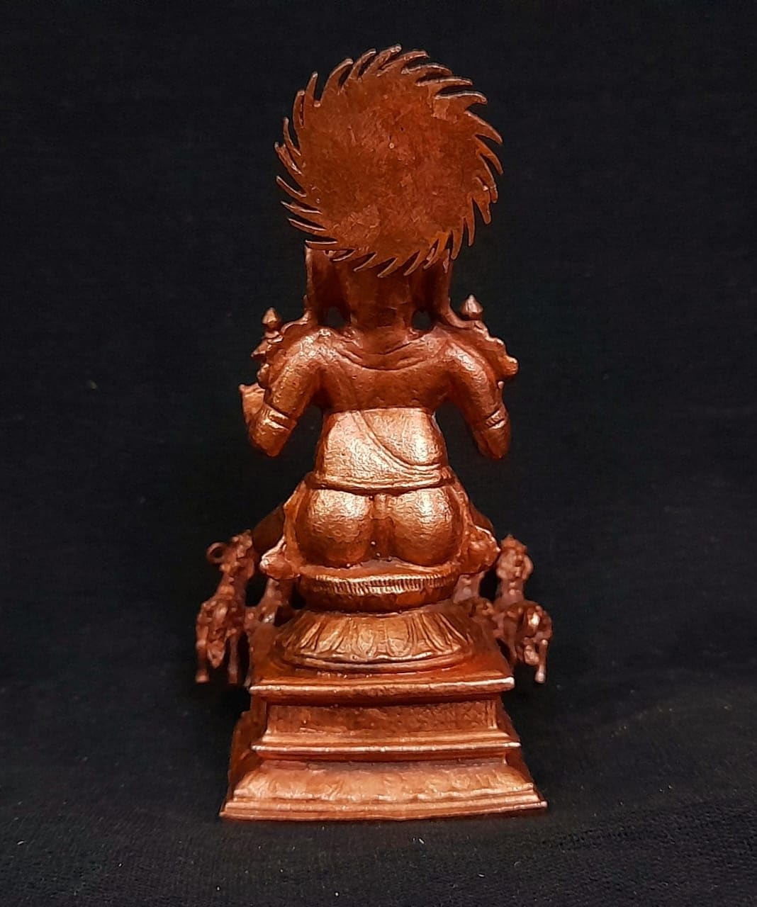Brown Copper Handmade Suriya Narayana, 11 Cm, 400G, Patina Antique Finish, Pack Of 1 Piece