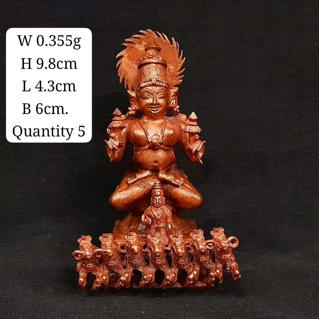 Sacred Copper Surya Narayana Idol – 11 cm, 400 Grams, Handmade Antique Patina Finish, Pack of 1 Piece