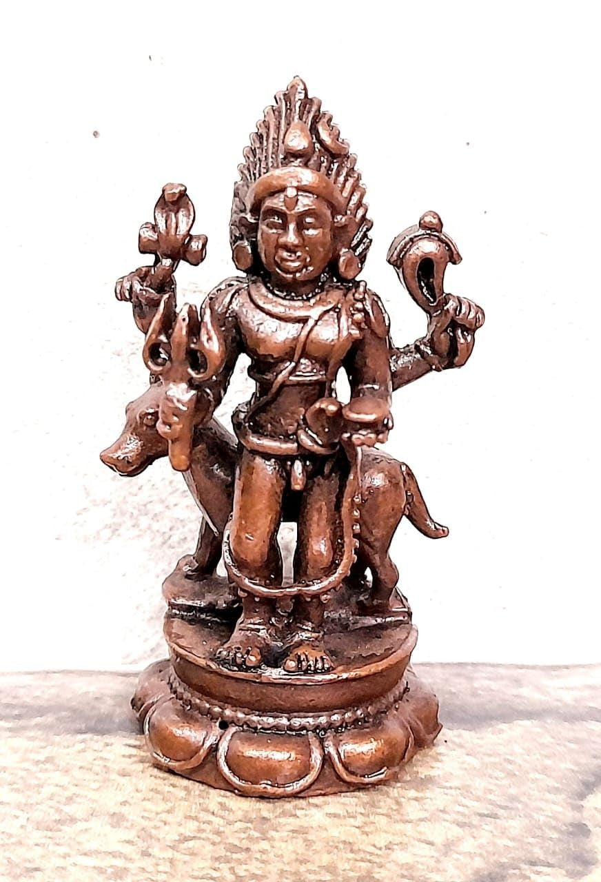 Sacred Copper Kalabhairavar Idol – 2.5 Inches, 73 Grams, Handmade Patina Antique Finish, Pack of 1 Piece