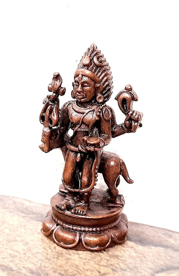 Sacred Copper Kalabhairavar Idol – 2.5 Inches, 73 Grams, Handmade Patina Antique Finish, Pack of 1 Piece