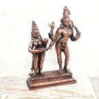 Sacred Copper Shiva and Parvati Idol – 15 cm, 562 Grams, Handmade Antique Patina Finish, Pack of 1 Piece