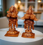 Brownish-Orange Copper Idols, 8 Cm, Handmade Standing Garudar And Hanuman 360 Gram, Patina Antique Finish, Pack Of 1 Piece