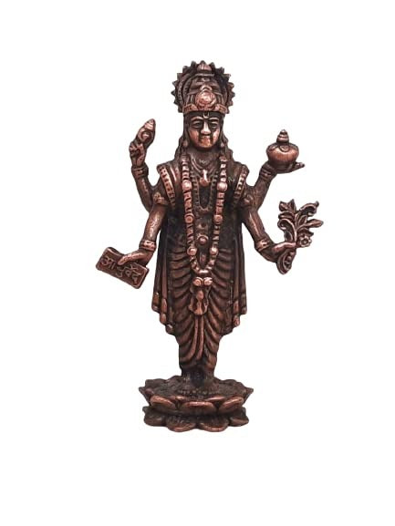 Sacred Copper God Dhanvantari Idol – Handmade Patina Antique Finish, Pack of 1 Piece