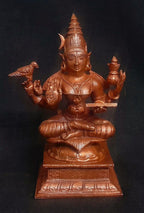 Brownish-Orange Copper Idols India, 4 Inches, Hanmade Goddess Sardhambal 417 Gram, Patina Antique Finish, Pack Of 1 Piece