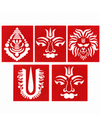 Combo 4 | Divine Pooja Coconut Decoration Stencil Set | Reusable Velvet Stencils for Coconut & Kalasam Decoration | Traditional Hindu God & Symbol Designs | Pack of 5