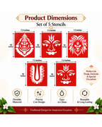 Combo 4 | Divine Pooja Coconut Decoration Stencil Set | Reusable Velvet Stencils for Coconut & Kalasam Decoration | Traditional Hindu God & Symbol Designs | Pack of 5