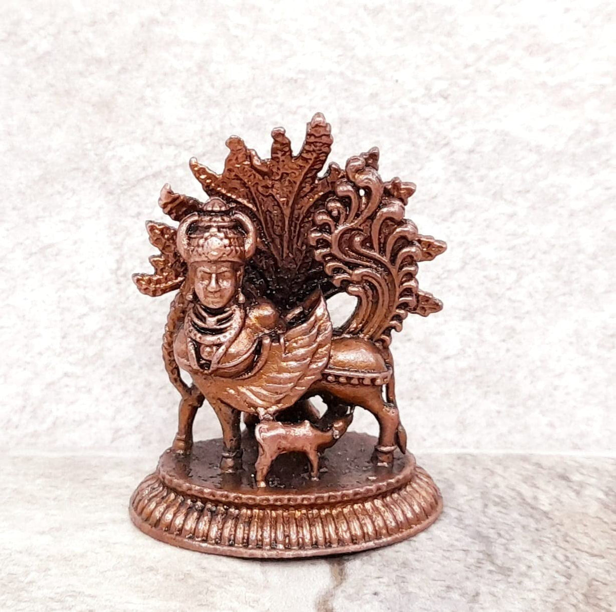 Sacred Handmade Copper Goddess Idol – 4.6 cm, 45 Grams, Antique Patina Finish, Pack of 1 Piece