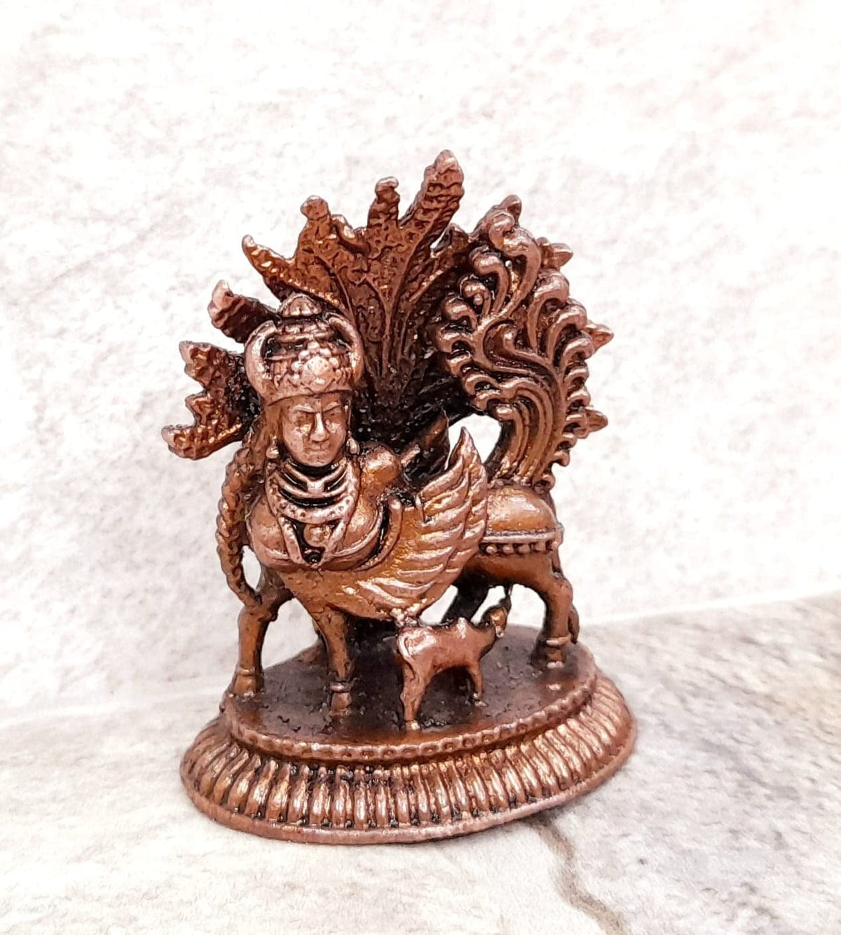 Sacred Handmade Copper Goddess Idol – 4.6 cm, 45 Grams, Antique Patina Finish, Pack of 1 Piece