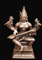 Sacred Copper Goddess Raja Mathangi Idol – 4.3 Inches, 560 Grams, Handmade Patina Antique Finish, Pack of 1 Piece