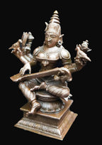 Sacred Copper Goddess Raja Mathangi Idol – 4.3 Inches, 560 Grams, Handmade Patina Antique Finish, Pack of 1 Piece