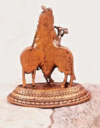 Brownish-Orange Copper Idols India, 2.4 Inches, Handmade Krishna With Cow Idol, 107G, Patina Antique Finish, Pack Of 1 Piece