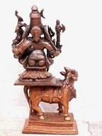 Brownish-Orange Copper Idols Indiaby 3. Inches, Handmade Standing Shiva Parvathi Idol With Nandi Vahana 602 Gram, Combo Idol, Patina Antique Finish, Pack Of 2 Piece