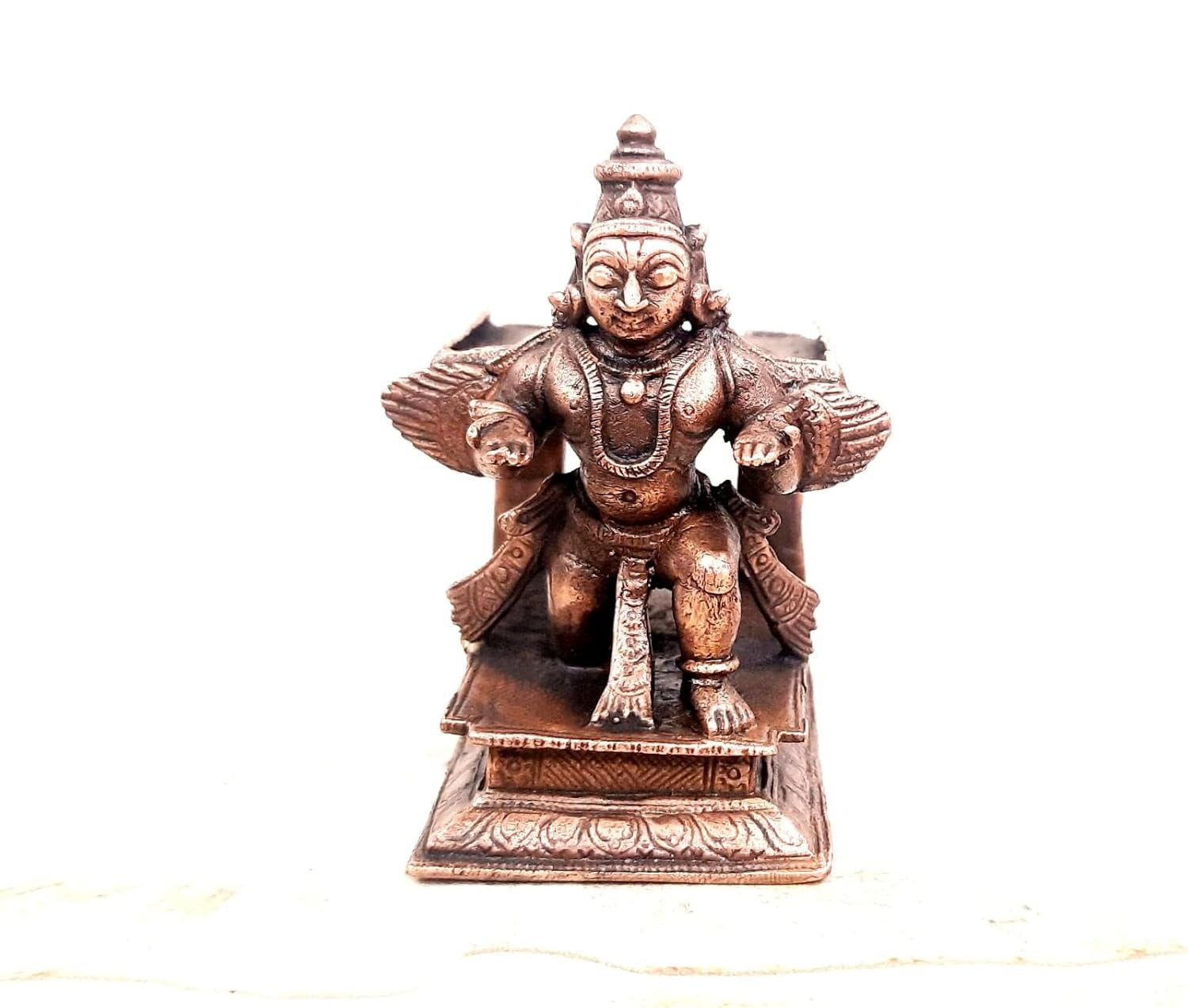 Brownish-Orange Copper Idolsby Unikraf , 7.5 Cm, Handmade Garuda 310 G, Patina Antique Finish, Pack Of 1 Piece