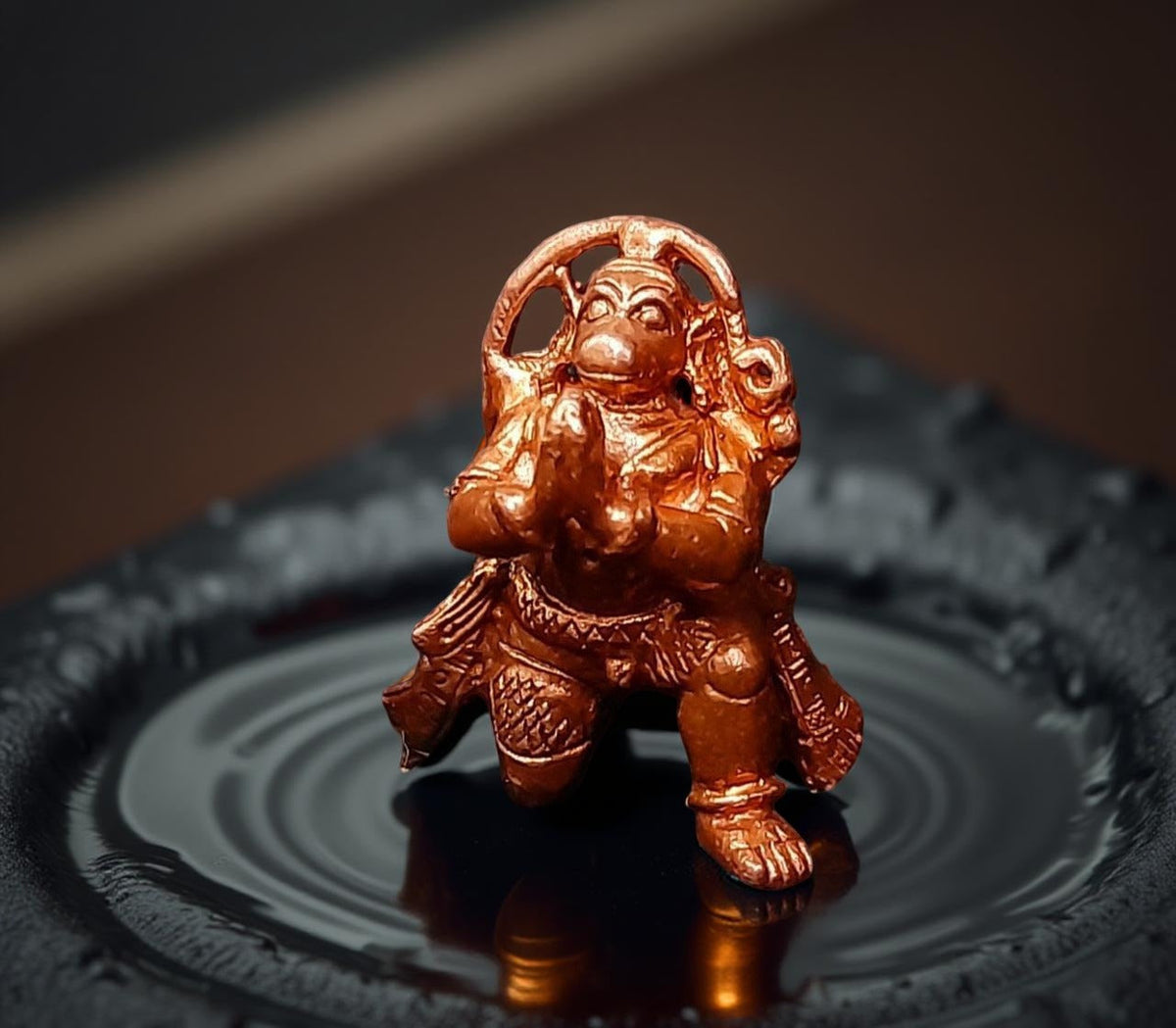 Sacred Lord Hanuman Solid Copper Mini Idol – 1.5 Inches | 48 Grams | Antique Patina Finish | Handcrafted Temple Murti | Unikraf