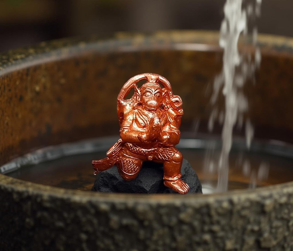 Sacred Lord Hanuman Solid Copper Mini Idol – 1.5 Inches | 48 Grams | Antique Patina Finish | Handcrafted Temple Murti | Unikraf