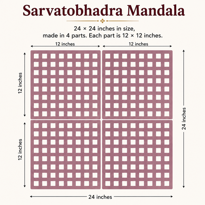 Sarvatobhadra Mandala Rice & Grain Rangoli Stencil | Reusable MDF Pooja Saanche for Homam, Pooja & Festival Decoration -Unikraf