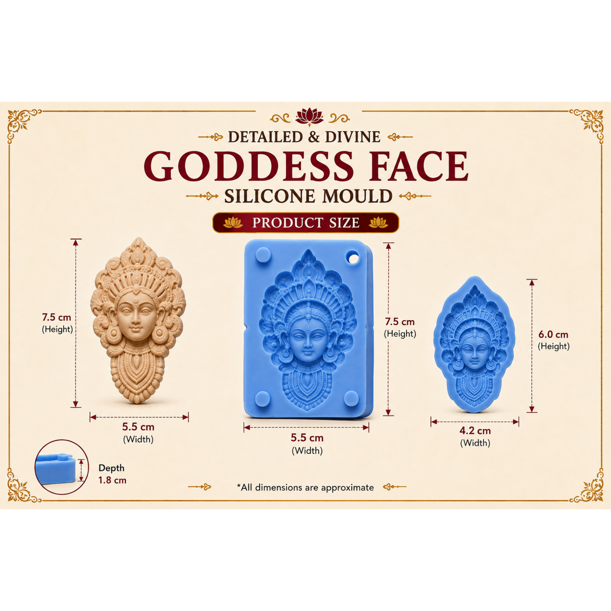 Durga Goddess Shakti Navratri DurgaPuja Dussehra Festive Celebration Worship Devotional Craft Silicone Mold-unikraf