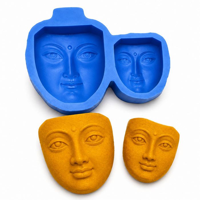 Hindu Goddess Durga Idol face Durga Puja Deepavali and Navaratri Festivals Worshipped fondant god Silicone Mold-Double Face