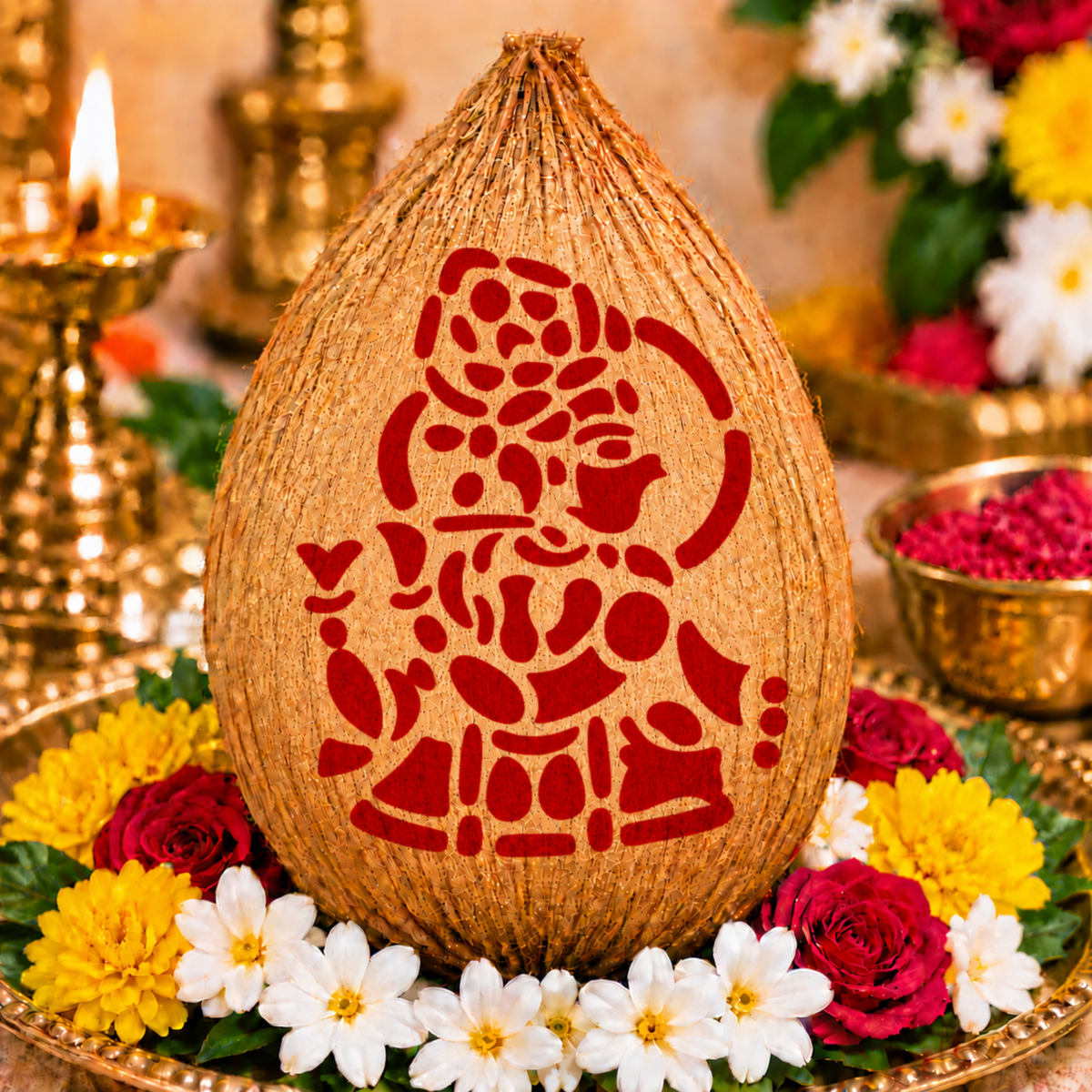 Sacred Ganapati Coconut Decoration Stencil - Unikraf