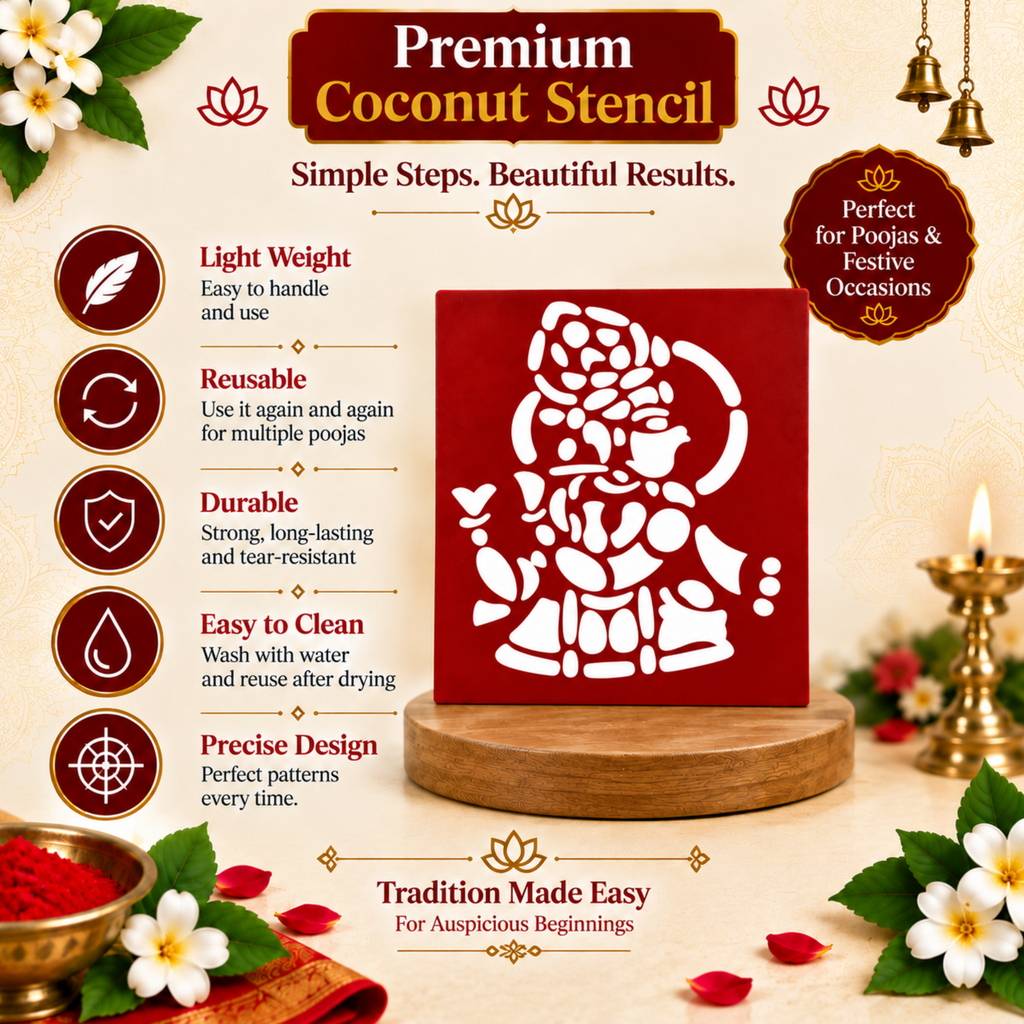 Sacred Ganapati Coconut Decoration Stencil - Unikraf