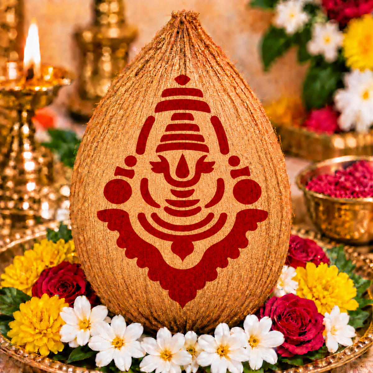 Lord Balaji Face Coconut Decoration Stencil - Unikraf