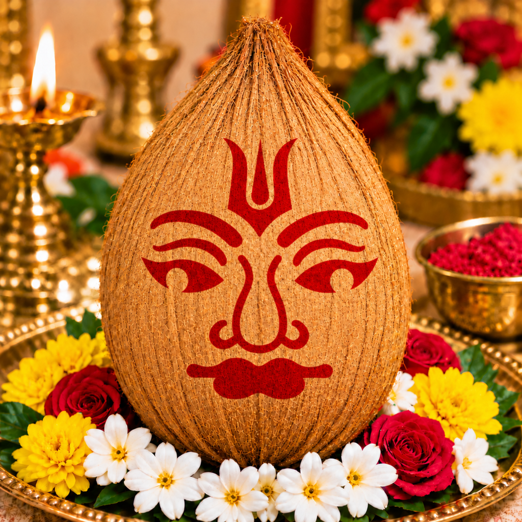 Vishnu Deva Divine Symbol Coconut Decoration Stencil - Unikraf