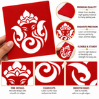 Combo 2 |Sacred Lakshmi , Ganesh Combo Set _ Coconut Decoration Stencil Design _ Pack of 5 _Unikraf