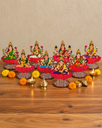 Ashta Lakshmi Set for Varalakshmi Pooja – 4 Inch MDF Set of 8 | Pooja, Vratham & Bommala Koluvu Decor