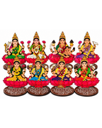 Ashta Lakshmi Set for Varalakshmi Pooja – 4 Inch MDF Set of 8 | Pooja, Vratham & Bommala Koluvu Decor