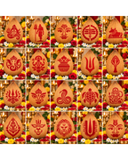 Combo P_20 | Traditional Pooja Coconut Decoration Stencil Set | Reusable Velvet Stencils for Festivals & Religious Ceremonies | Assorted Divine Designs | Pack of 20