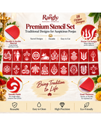 Combo P_20 | Traditional Pooja Coconut Decoration Stencil Set | Reusable Velvet Stencils for Festivals & Religious Ceremonies | Assorted Divine Designs | Pack of 20