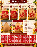 Combo P_20 | Traditional Pooja Coconut Decoration Stencil Set | Reusable Velvet Stencils for Festivals & Religious Ceremonies | Assorted Divine Designs | Pack of 20