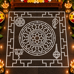 Chakrabjam Flex Stencil - 3.5 Feet  | Sacred Rangoli & Kolam Design | Reusable Pooja Stencil