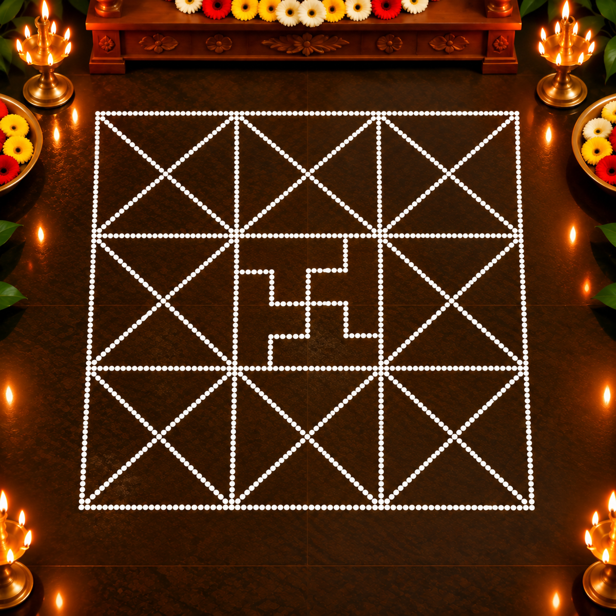 Traditional Navakam Design Flex Stencil _2 Feet _for Pooja & Temple Decorations | Unikraf