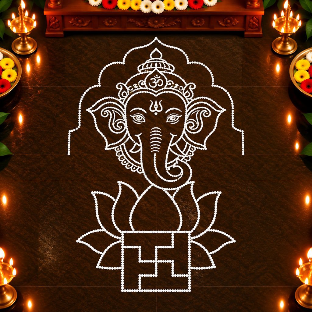 Swasthi Ganapati Flex Stencil | Traditional Ganesha Design for Pooja & Temple Decorations | Unikraf