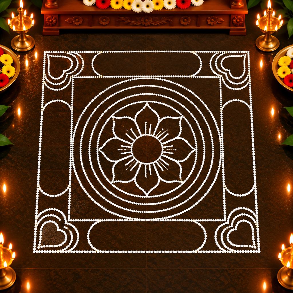 Ashtadhalam Normal Kolam Flex Stencil  | Reusable Rangoli Stencil for Pooja & Festivals