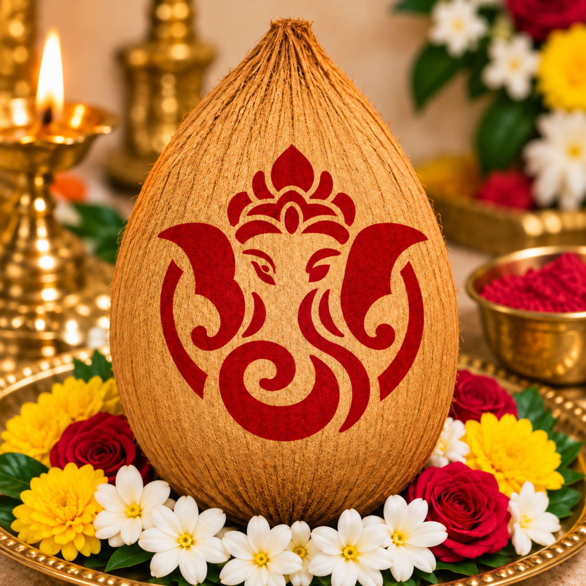 Divine Ganesha Coconut Decoration Stencil - Unikraf