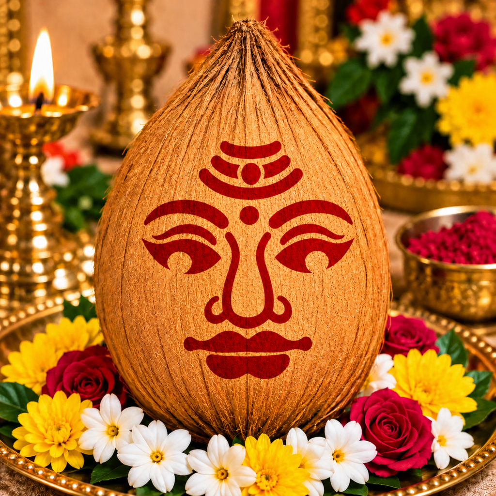 Lord Shiva Sacred Face Coconut Decoration Stencil - Unikraf