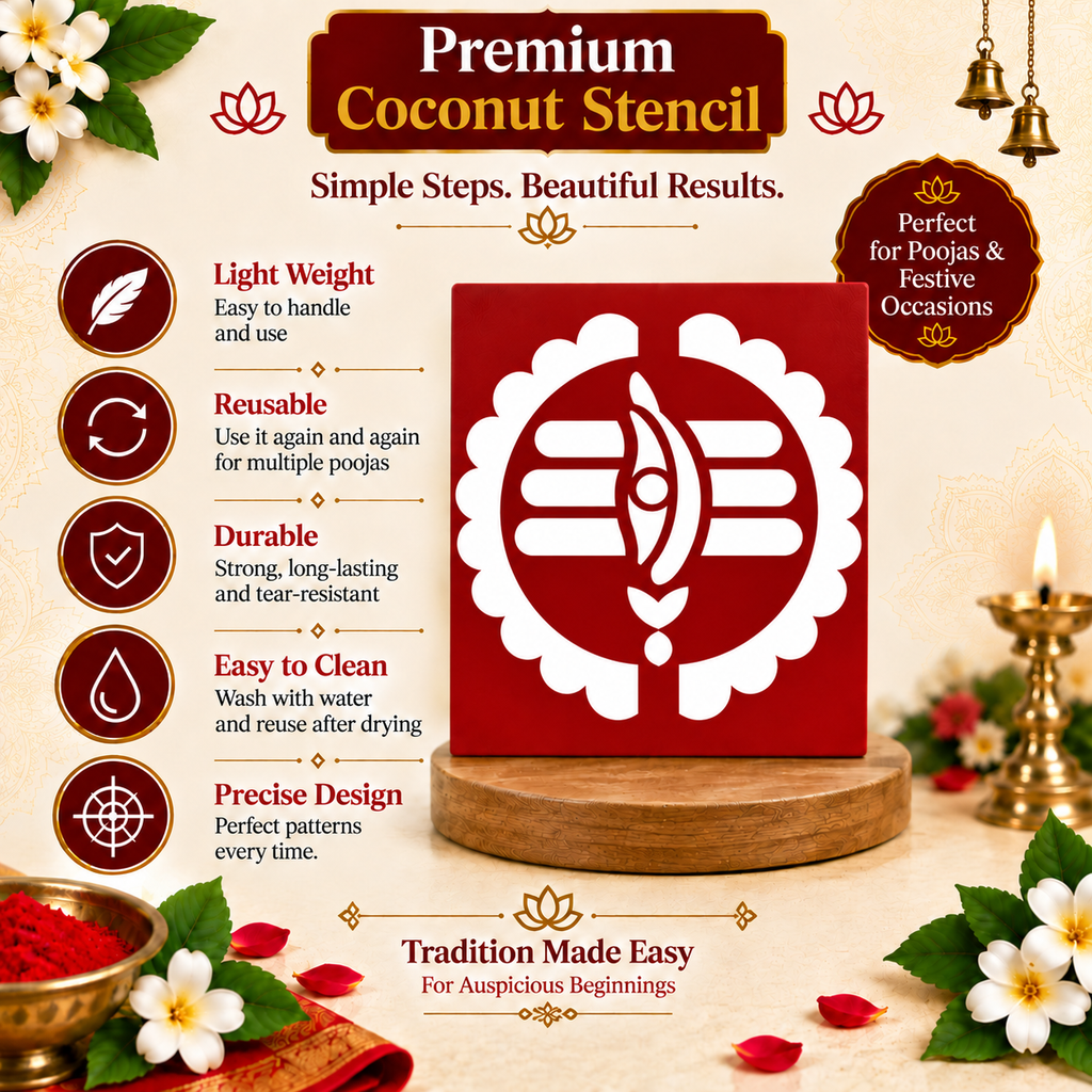 Shree Tilak Chakra Coconut Decoration Stencil - Unikraf