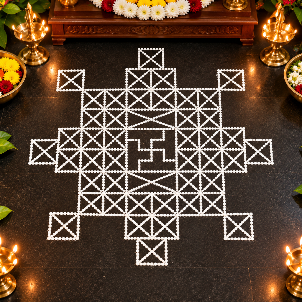 Sarppabali _3.5 Feet _with Kadumthudi Flex Stencil | Traditional Kerala Ritual Kolam Design | Reusable Rangoli Stencil for Pooja, Festivals & Spiritual Decor (Copy)