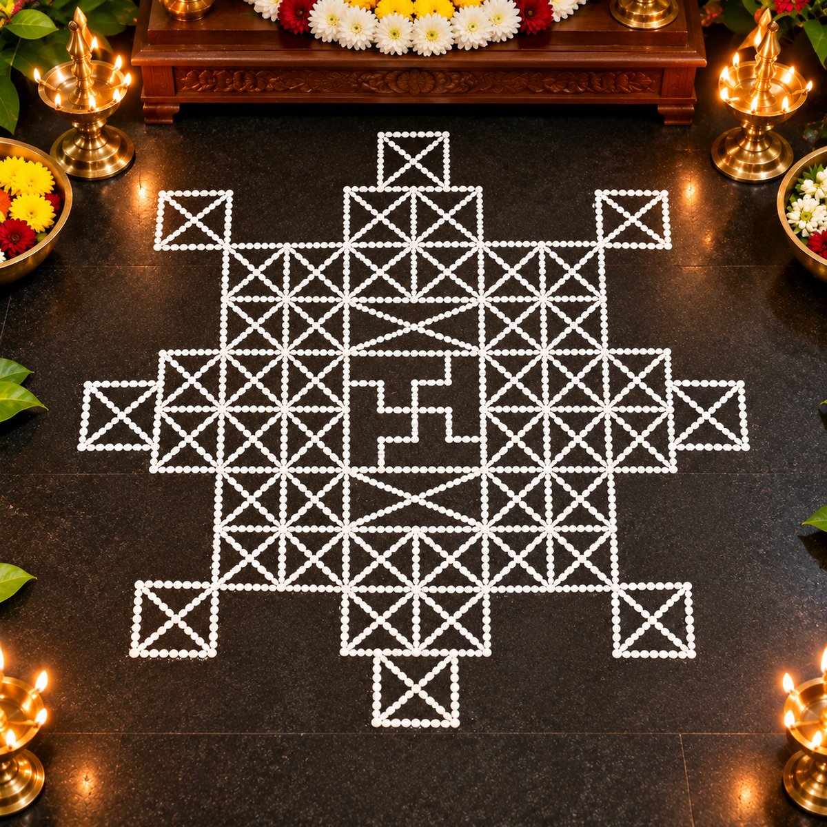 Sarppabali _3.5 Feet _with Kadumthudi Flex Stencil | Traditional Kerala Ritual Kolam Design | Reusable Rangoli Stencil for Pooja, Festivals & Spiritual Decor (Copy)