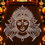 Devi Face Flex_ 2.5 Feet × 2 Feet _ Rangoli Stencil – Goddess Face Design for Pooja, Temple & Festival Decorations | 2.5 Feet × 2 Feet