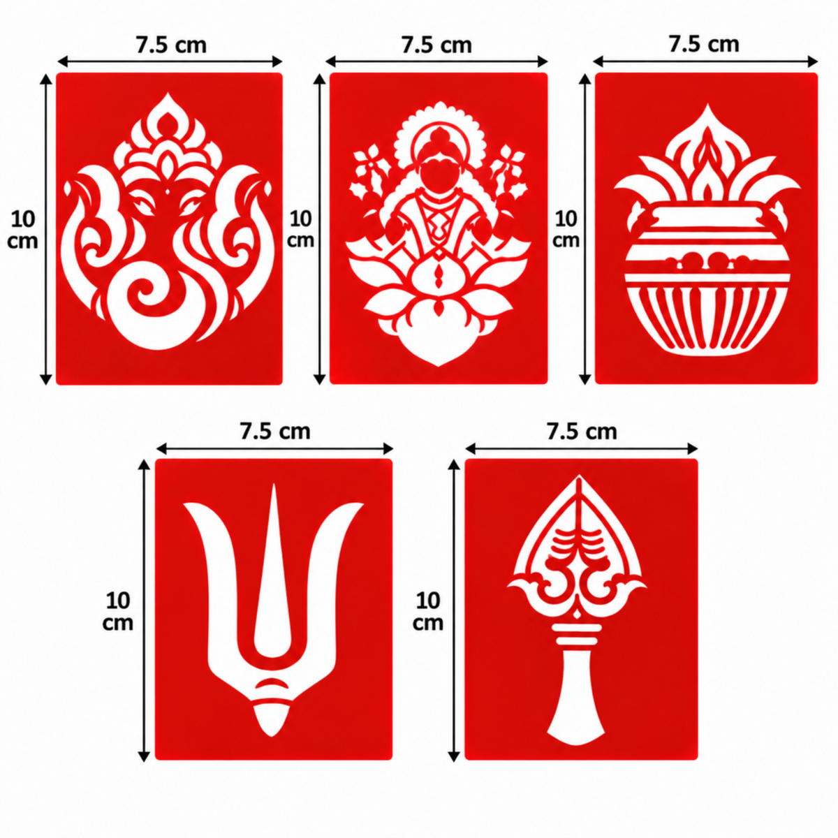 Combo 2 |Sacred Lakshmi , Ganesh Combo Set _ Coconut Decoration Stencil Design _ Pack of 5 _Unikraf